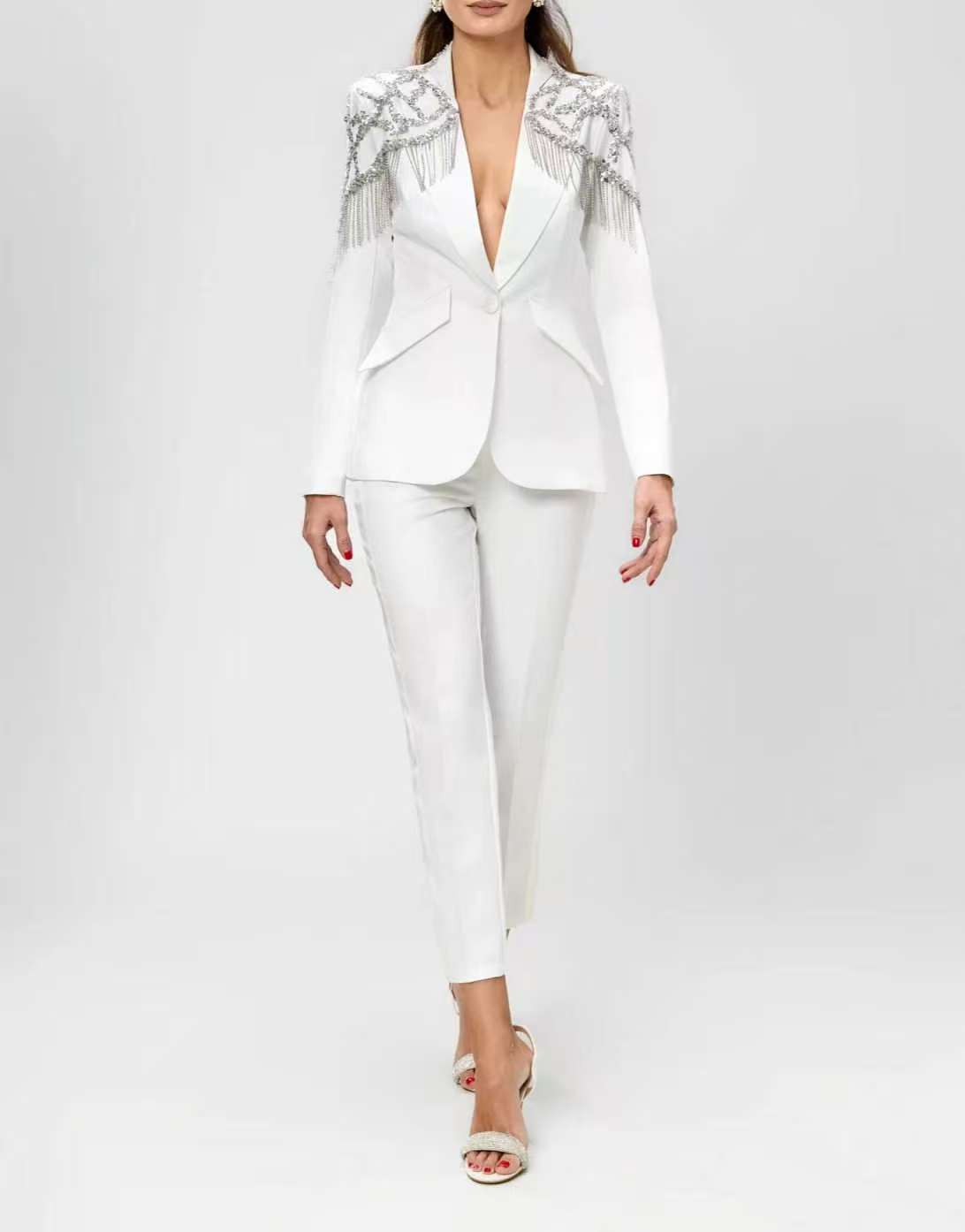 Women'S Formal Wear For A Wedding Guest - Crystals Beading Women Suit Set 2