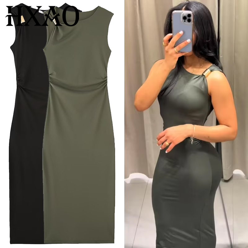 Women'S Green Formal Wear - HXAO Womens Ruffled Bodycon Dresses Green