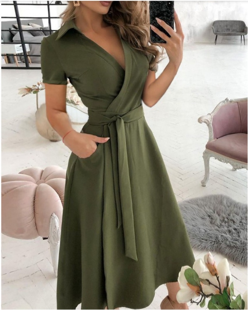 Women's Short Sleeve Wrap Dres - Wrap Dress Work review and price