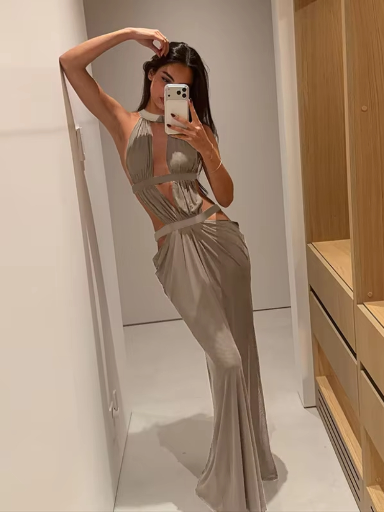 Women Halter Neck Cutout Maxi  - Formal Wear Gowns For Women review and price