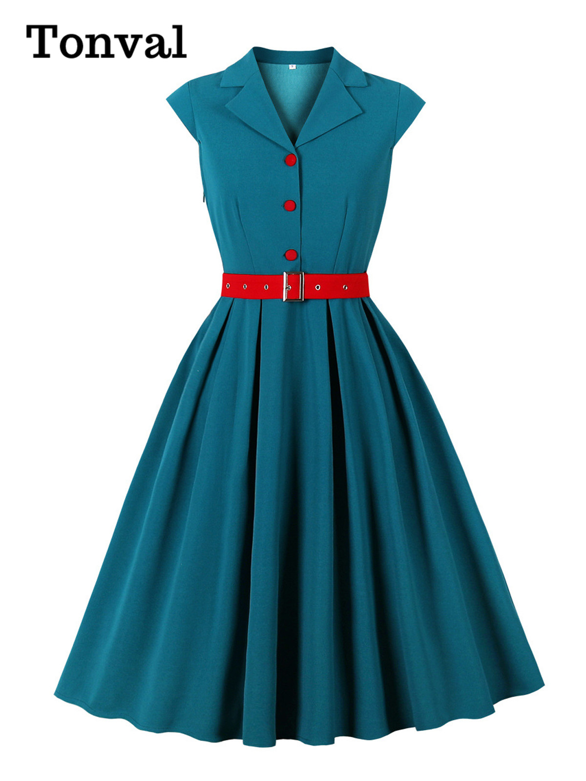 Tonval Notched Collar Cap Slee - Women'S Red Formal Wear review and price