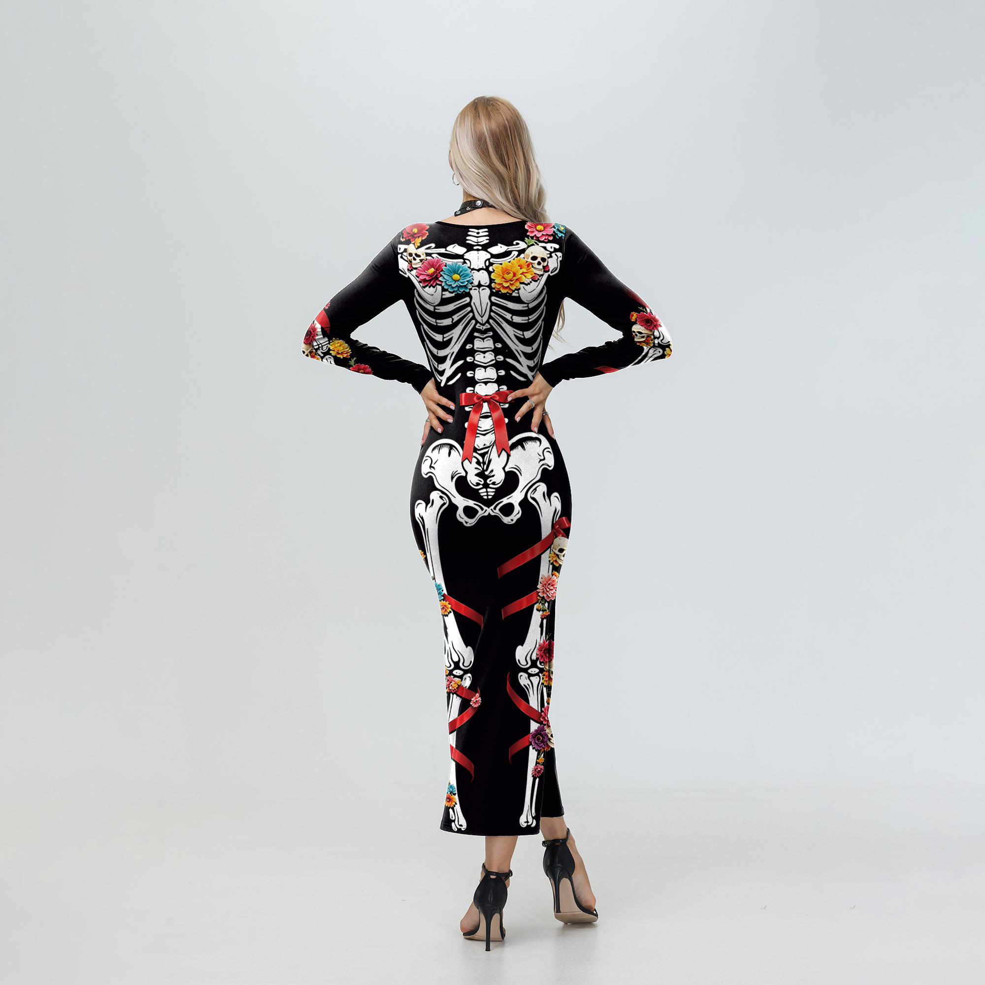 Halloween Women Floral Skeleto - Women'S Red Formal Wear review and price