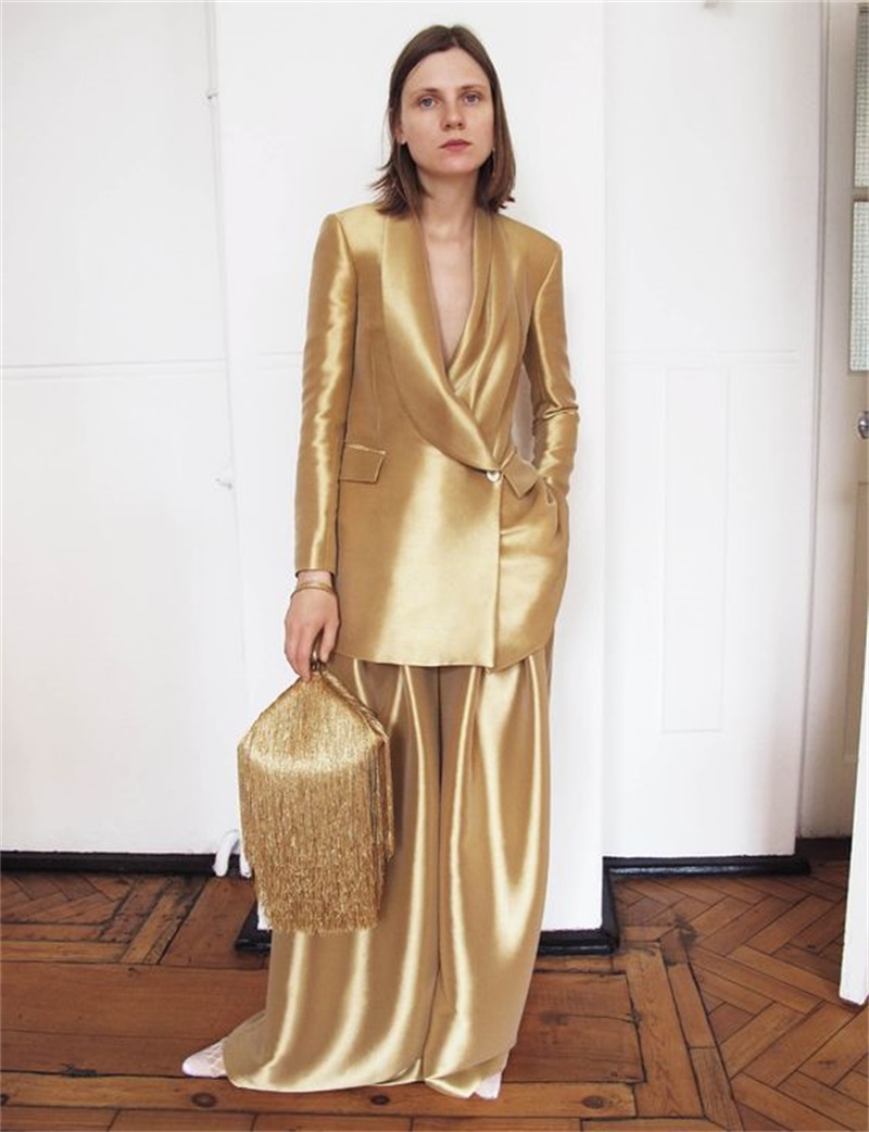 Gold Silk Satin Women Suits Of - Women'S Formal Wear Wedding review and price
