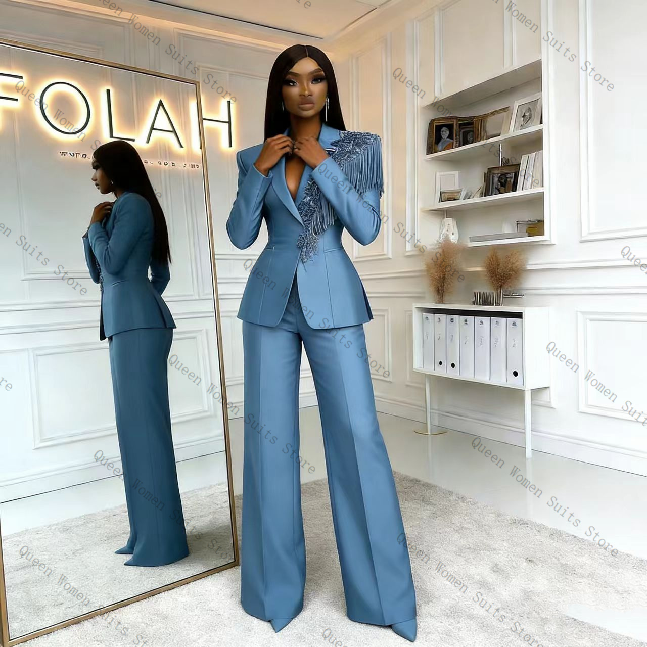Tassel Blue Women Suit Pants S - Women'S Formal Wear Wedding review and price