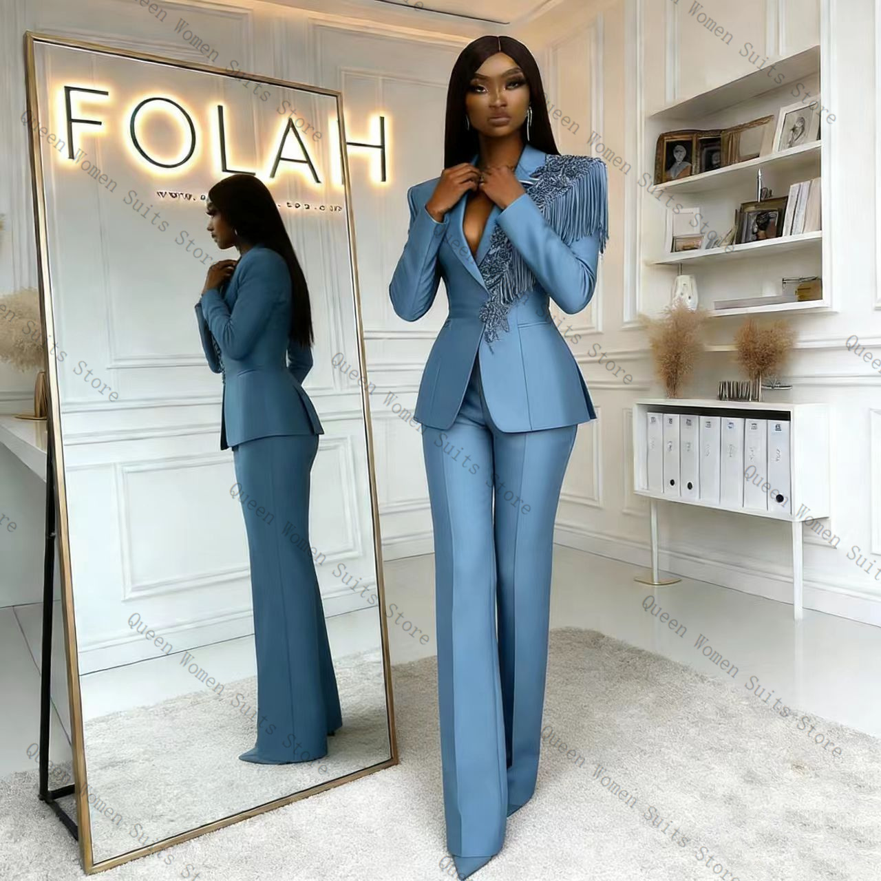 Tassel Blue Women Suit Pants S - Women'S Formal Wear Wedding review and price