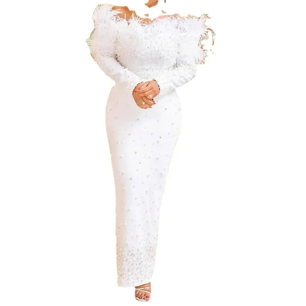 Feather White Dress Party Wome - Formal Wear Gowns For Women review and price