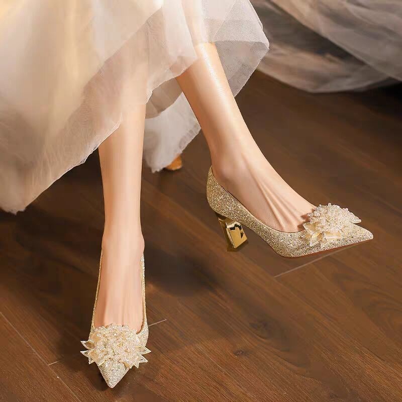 Rhinestone Flower Block Heel S - Pump Heel Block review and price