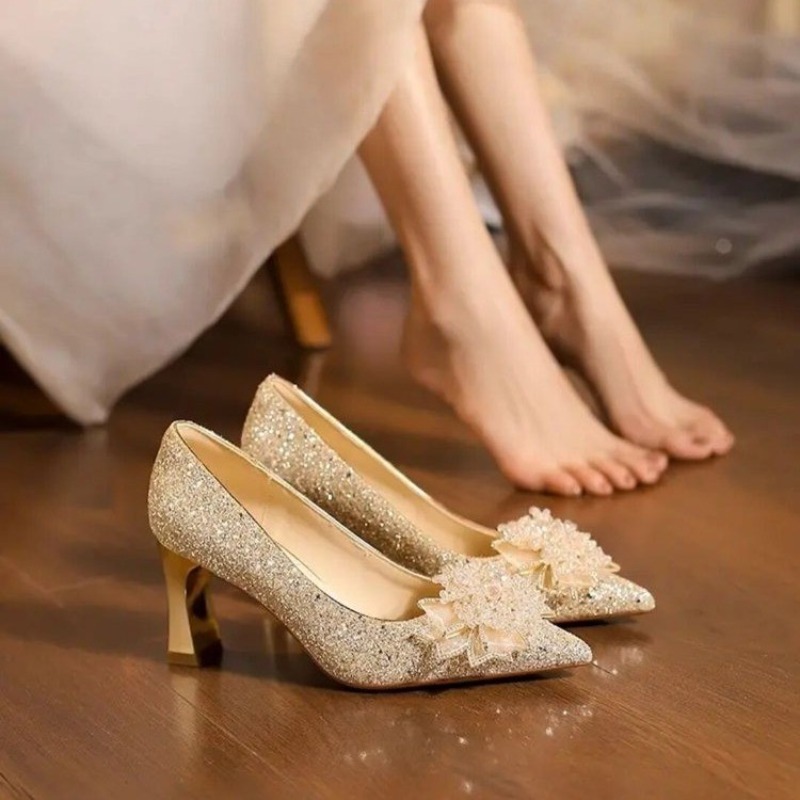 Rhinestone Flower Block Heel S - Pump Heel Block review and price