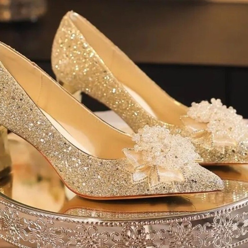 Rhinestone Flower Block Heel S - Pump Heel Block review and price